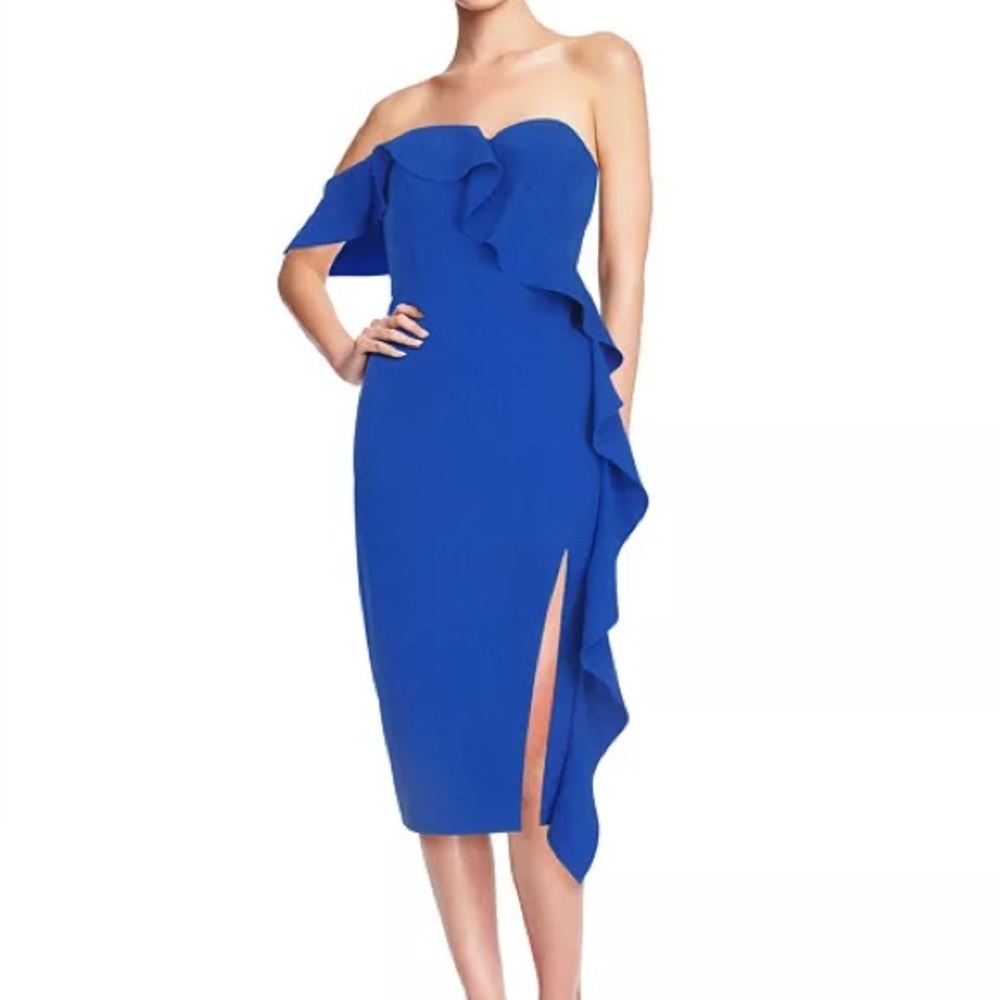 Aidan by Aidan Mattox Royal Blue One-Shoulder Midi Dress